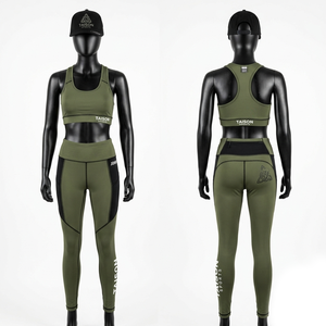 Premium 280 GSM Polyester Spandex BJJ Bra Legging Set Green Black Side Panel Sublimation Heat Transfer Custom Logo - Product Image 6