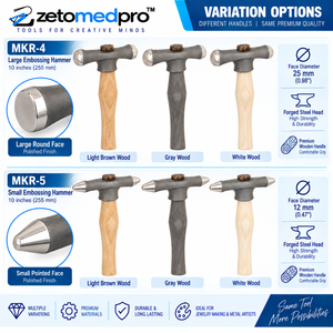 Marteaux à embosser grands et petits ZM-J-455-456, outils de gravure en bois et en acier de 10 pouces pour la fabrication de bijoux DIY ZETOMEDPRO - Product Image 5