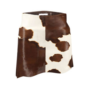 Women's Leather Handmade Mini <b>Skirt</b> <b>Cow</b> <b>Print</b> Shiny Straight Casual Regular Waist All Seasons In-Stock Items - Product Image 1
