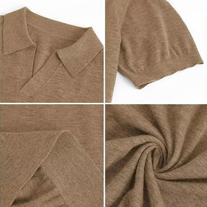 เสื้อโปโลผู้ชายผ้าฝ้ายถักสีพื้น แขนสั้น สวมใส่สบาย ระบายอากาศได้ดี ทรงปกติ - Product Image 6