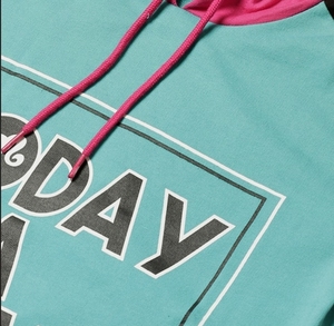 Women's <b>Hoodie</b> Today Is A New Day Print Black Long Sleeve Sweatshirt Regular Fit Knitted <b>Polyester</b> Spring Style - Product Image 5