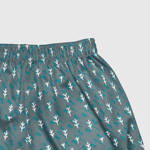 Shorts imprimés à séchage rapide pour hommes, taille élastique, coupe décontractée, tissu polyester, motif blanc et bleu - Product Image 4