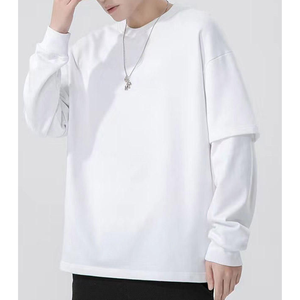 Camiseta de manga larga para hombre, mezcla de algodón de primera calidad, cuello redondo informal, estilo moderno, cómoda y transpirable - Product Image 3