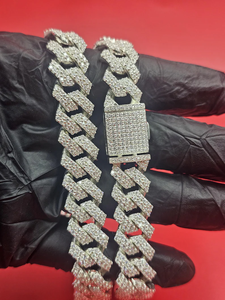 Pulsera de eslabones cubanos Iced Out con moissanita, acabado plateado, engaste pavé, joyería de lujo estilo Hip Hop - Product Image 4