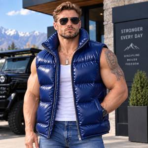 Chaleco acolchado de cuero de cordero auténtico para hombre, chaleco de piel de oveja, chaleco de cuero, chaleco de cocodrilo para hombre - Product Image 5