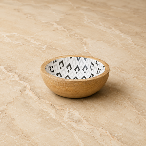 Tazón de Madera de Primera Calidad para Servir, con Diseño Azul en el Interior, Apto para Alimentos, Decorativo, para Aperitivos, Ensaladas, Frutas, Estilo Rústico para Cocina y Comedor - Product Image 5
