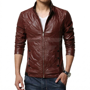 High Quality Custom Men's Fashion <b>Jacket</b> in Black Winter Biker Style <b>Real</b> Cow Skin Lambskin <b>Leather</b> OEM Service - Product Image 1