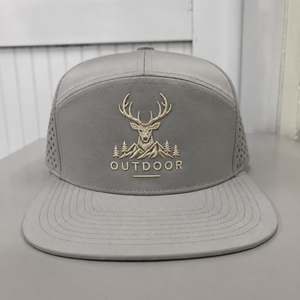 Casquette 7 panneaux haute performance avec broderie cerf, casquette snapback d'extérieur, logo personnalisé, casquette trucker légère, fabriquée au Vietnam - Product Image 1