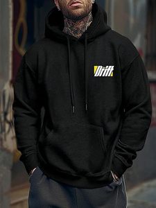 Sweat à capuche vintage pour homme, brodé, 100 % coton, manches longues, thermique, avec cordon de serrage, pour l'automne - Product Image 2