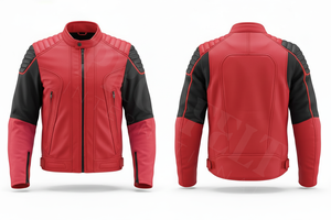 Veste de moto en cuir élégante et protectrice avec épaulettes rembourrées et manches zippées, veste de moto de sécurité intégrale - Product Image 5