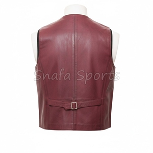 เสื้อกั๊กหนังแท้สไตล์วินเทจสำหรับผู้ชาย แฟชั่นเสื้อไม่มีแขน ขายส่งคุณภาพสูง - Product Image 2