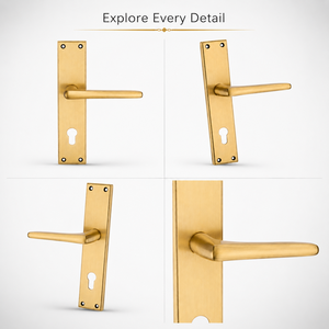 Manija de Puerta de Latón GRACE Premium, Acabado Dorado Cepillado, Manija de Palanca Resistente para Puertas Residenciales, Comerciales y de Oficina - Product Image 2