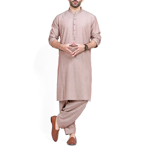 Shalwar Kameez décontracté pour homme, été/hiver, grande taille, séchage rapide, respirant, motif uni, tricoté, en coton indien gaufré, pour soirée - Product Image 1