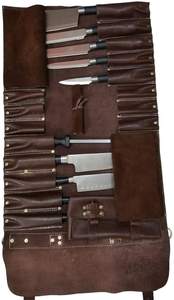 Étui de luxe en cuir véritable pour couteaux de chef – Kit de rangement professionnel pour outils culinaires – Housse de protection pour cuisine - Product Image 2