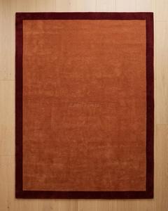 Tapis en laine de terre cuite au meilleur prix avec bordure bordeaux, tissé à la main en laine de Nouvelle-Zélande, tapis d'intérieur chaud, minimaliste et moderne - Product Image 1