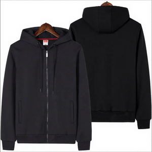 Sudadera con Capucha Roja para Hombre, Cierre de Cremallera, Color Sólido, Estilo Casual, Tejido de Punto, Corte Regular, para Otoño, con Bolsillos, 2027 - Product Image 3
