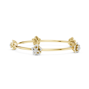 BLOSSOM <b>CHARM</b> LAB GROWN DIAMOND STIFF KADA <b>BRACELET</b> SET IN 18KT YELLOW <b>GOLD</b> WEDDING ENGAGEMENT GLAM EVENT DAILY USE FOR WOMEN - Product Image 3