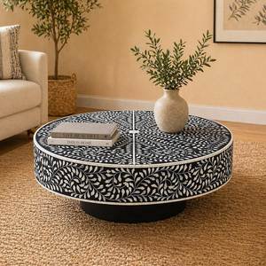Table basse en os incrusté sur mesure, meuble mosaïque artisanal pour l'intérieur moderne du salon - Product Image 3