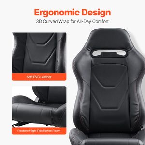 Set di 2 Sedili da Corsa in PVC Regolabili per Civic, con Schienale Reclinabile ad Angolo Ampio e Schiuma ad Alta Resilienza, Comoda Sedia da Corsa - Product Image 5