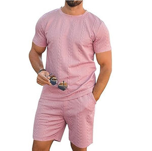 Tenues décontractées pour hommes en grande taille personnalisées pour l'été, vente flash, ensemble deux pièces respirant avec short pour hommes - Product Image 3