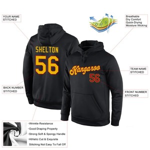 Custom Wholesale Stitched Sport Jersey Hoodie <b>Black</b> Gold Red Embroidery Pullover Breathable <b>Fleece</b> Unisex Training Apparel - Product Image 2