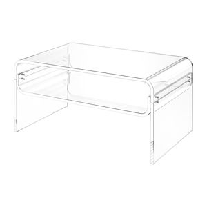 Tavolino da Caffè Moderno Rettangolare in Acrilico a 2 Livelli con Ripiano Portaoggetti per Sala da Pranzo - Product Image 1