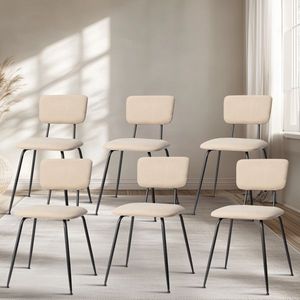 Ensemble moderne de 6 chaises de salle à manger rembourrées blanches pour la cuisine, le bar, le bureau - Product Image 2