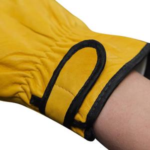 FURUNDA Goatskin Leather Work Gloves (EN388 Certified)-Wing Thumb Cotton Liner Reinforced Palm Elastic <b>Wristlet</b> Size L for - Product Image 4