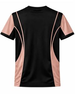 Conjunto deportivo de camiseta y pantalones cortos para hombre en negro, nude y rosa, transpirable, de secado rápido, para gimnasio, atletismo, correr, entrenamiento y actividades deportivas. - Product Image 3