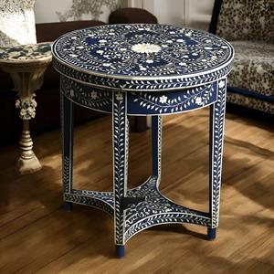 Table à tiroirs ILAHI avec incrustation de os et support en laiton, design moderne, détails en agate, rangement à trois niveaux, meuble portable pour la maison - Product Image 5