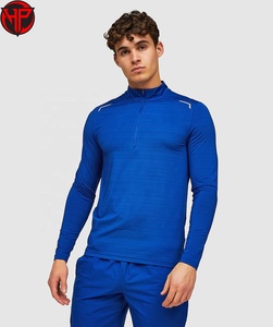 เสื้อยืดกีฬาผู้ชายคุณภาพสูงแบบรัดรูป คอซิป แขนยาว เสื้อยืดออกกำลังกายผู้ชาย เสื้อยืดระบายอากาศอุ่นสบายสำหรับผู้ชาย - Product Image 3