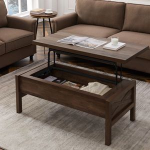 Tavolino da Caffè Moderno Artigianale con Piano Sollevabile, Minimalista Nordico Quadrato in MDF Effetto Marmo, Pieghevole con Contenitore per Arredamento Soggiorno - Product Image 3