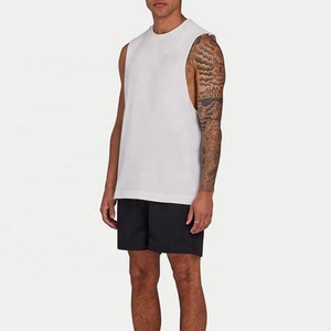 Men Vintage <b>Staple</b> Tank Top 100% Cotton Oversized Boxy Fit Dropped Custom Puff Printing Knitted Breathable Gym Use for Men Wear - Product Image 1
