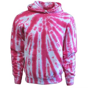 Sudadera con Capucha Unisex Personalizada Tie Dye Rosa Espiral de Algodón French Terry con Bolsillo Canguro Blanca Venta al por Mayor OEM - Product Image 1