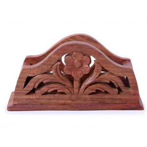 Porte-serviettes en bois sur mesure OEM avec design floral artisanal pour la décoration de table par les exportateurs - Product Image 2