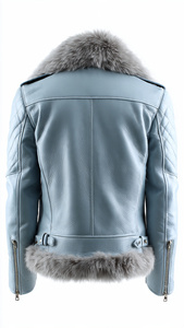 Veste en cuir et fourrure de haute qualité, très élégante, cool et luxueuse - Product Image 4