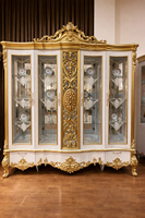 Vitrine de présentation royale dorée, en teck sculpté à la main, de style moderne, de luxe, amovible, pour rangement
