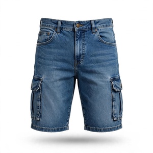 Shorts Bermuda en jean délavé pour homme, taille mi-haute, braguette zippée, style décontracté, poches, 100% coton tissé, écologique, respirant BD - Product Image 1