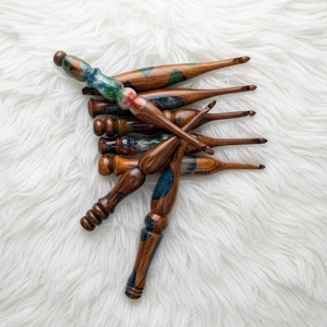 Luxury Colorful Wooden and Resin Round 20cm <b>Crochet</b> <b>Hooks</b> <b>Set</b> for Yarn Craft and Hand Knitting - Product Image 6