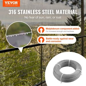 Cavo per Ringhiera Marina T316 1/8'' 300 ft, 7x7 Fili, in Acciaio Inossidabile, Grado Aeronautico, con Kit di Taglio - Product Image 2