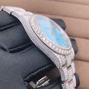 BOJ R.O.L.E.X.030 Montre Homme de Luxe à Quartz Analogique en Acier, Chiffres Romains, Moissanite Intégrale, 41MM, Résistance à l'Eau 3BAR, Style Hip Hop - Product Image 5