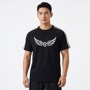 Camiseta de Manga Corta Negra para Hombre, Corte Regular, Cuello Redondo Informal, Tejido de Algodón, Color Sólido - Product Image 5