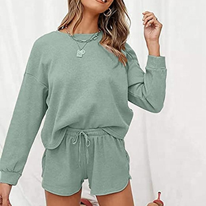 Conjunto de Camiseta Corta con Cierre y Encaje para Mujer, Verano, Ligero, Transpirable, de Algodón, Dos Piezas, para Playa y Uso Diario - Product Image 4