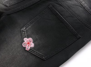 Jeans de Algodón Grueso con Bordado de Flores y Estampado Gráfico para Hombre, Pantalones de Mezclilla de Alta Calidad, Transpirables y Lavables para la Temporada de Primavera - Product Image 4