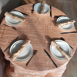 Vente en gros de nappe de mariage blanche moderne ronde en taffetas froissé pour les fêtes et les événements technique tissée de couverture de table colorée - Product Image 3