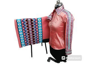 Manta de Silla de Montar de Lana Tejida a Mano Colorida para Caballo, Almohadilla de Silla de Montar para Exhibición Western, Patrón Personalizado, Equipo Ecuestre Misha International - Product Image 2