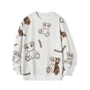 Unisex Cartoon <b>Bear</b> Printed Oversized Pullover Sweatshirt Streetwear O-Neck Knitted Cotton Autumn Wear - Product Image 4