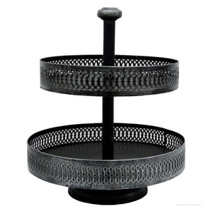 Présentoir Rustique Galvanisé à 2 Niveaux Rond, Plateau de Service Métallique à Étages Style Ferme pour Mariages et Décoration Intérieure, Fait Main - Product Image 5