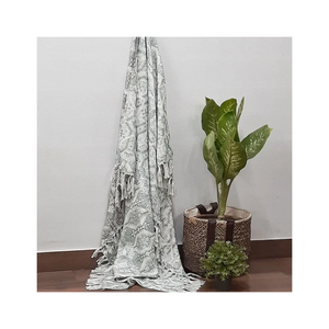 High Quality Greyish Bohemian Geometric <b>Knitted</b> <b>Throw</b> Blanket With Tassels Rectangular Wool Acrylic Home Decor All Season Use - Product Image 2