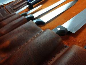 Genuine Leather Eco-Friendly Portable Knife <b>Roll</b> <b>Bag</b> Culinary Chef <b>Tool</b> Case Handmade in Pakistan LKR-0224 - Product Image 5
